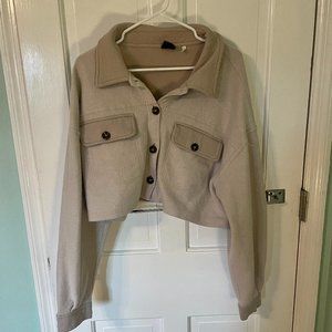 Pacsun Cream Button Crop Top/Jacket (L)